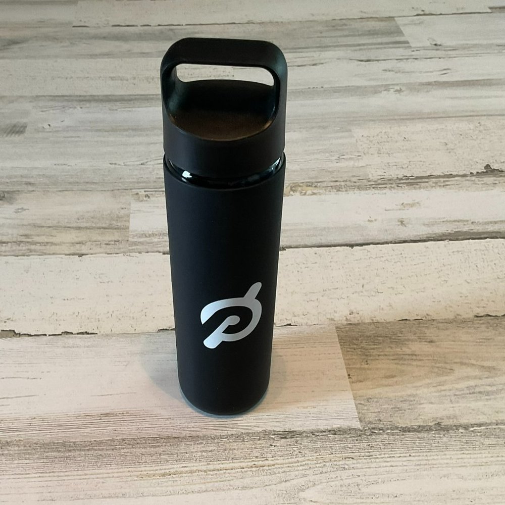 Peloton Glass Water Bottle 16oz. Non-Slip Outer Workout Hydration